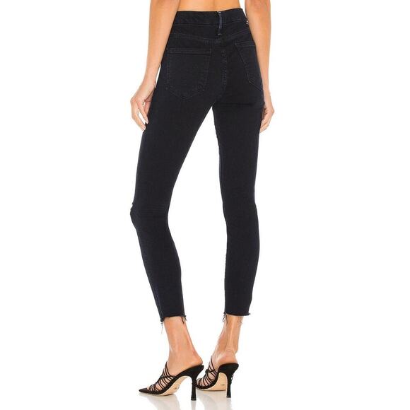 Mother Pixie Ankle Fray Holding Hands Tightly Mid-Rise Skinny Jeans Dark Blue 24 - Picture 14 of 14